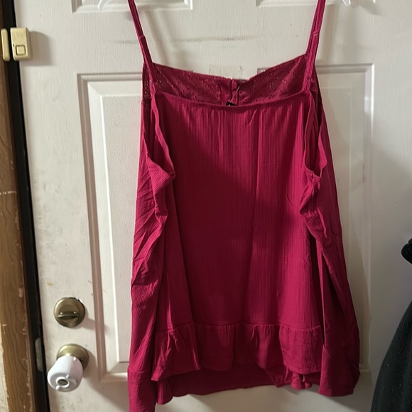 TORRID Texture Knit Woven Eyelet Square Neck Swing Tank: DARK PINK: NWT: SIZE 6 - Picture 4 of 4